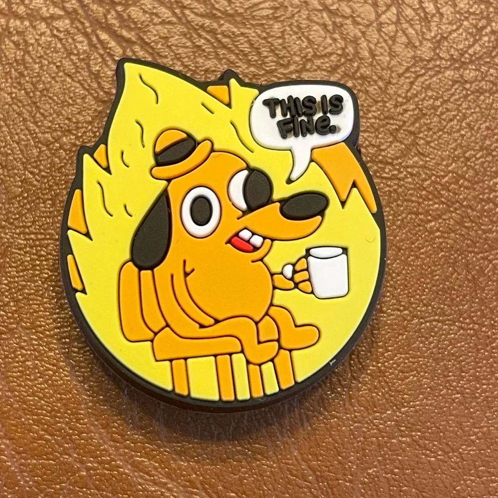 This Is Fine Meme Croc Charm - Picture 3 of 3